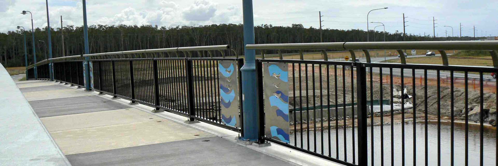 Steel pedestrian balustrade, Birtinya, Sunshine Coast.