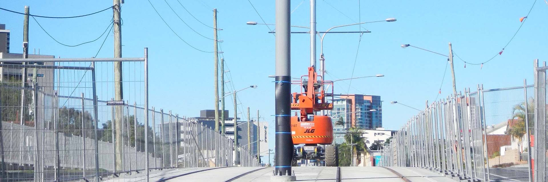 OHLE Steel Railway Masts, - Gold Coast Light Rail, Gold Coast.